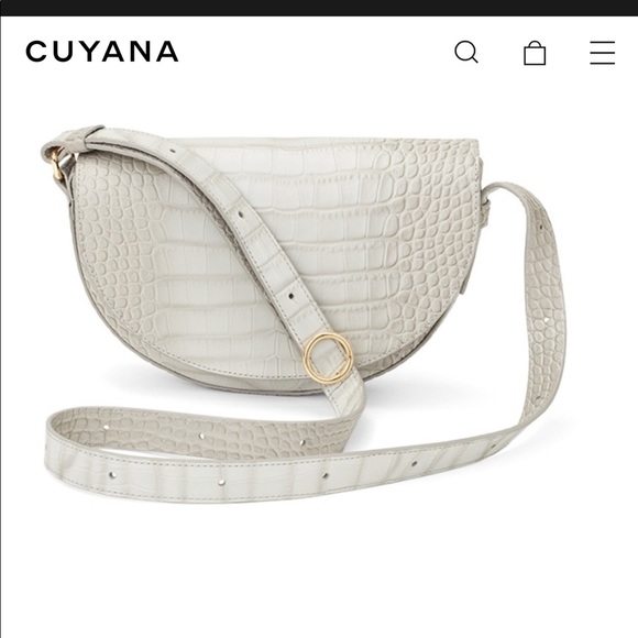 Cuyana Handbags - Cuyana Half Moon Mini Bag (White Croc-Embossed)